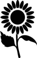 Sunflower Silhouette Icon Isolated on White Background vector