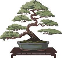 Elegant Bonsai Tree Artwork for Eco Friendly Concepts vector