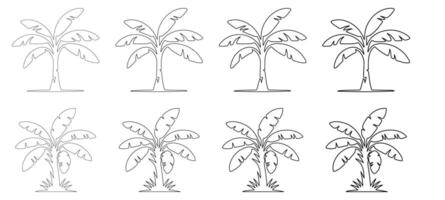 Hand Drawn Banana Tree Line Art Collection, Banana Tree Drawing vector