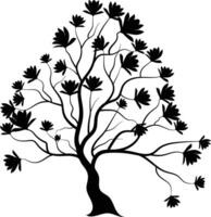 Botanical Magnolia Tree Illustration for Invitations, Magnolia Tree Silhouette vector