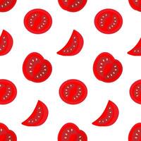 Hand Drawn Ripe Red Tomatoes Different slices Seamless Pattern Colorful Food Cards Thematic Backdrop. Isolated illustration Food Poster Backdrop or promo banner, leaflet, tag, social media post vector