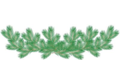 Hand Drawn Pine Twigs Christmas Garland without decorations Bottom Frame Border Copy space Template. Isolated Illustration Winter Holidays Greeting Themes Cards, banners, leaflets, labels, tag vector