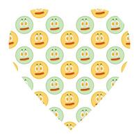 Hand Drawn Boiled Egg slices and grill sausage like smileys Seamless pattern on Heart shape Backdrop. Isolated illustration Motivation or Food Thematic Cards Banners, leaflets, label, price tag vector