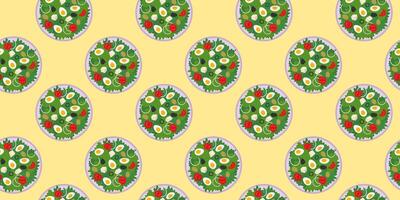 Hard Boiled Egg slices and Vegetables Salad Seamless Pattern Healthy Food Banner or leaflet Backdrop. Isolated illustration Healthy Eating or Delivery Themes Background, banner, leaflets, price vector