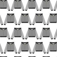 Hand drawn Hoodie on Zipper Seamless Pattern in Grayscale Clothes Seasonal Thematic Cards Background. Isolated illustration Wrapping Product labels Backdrop, leaflet, banner, price tag, posters vector
