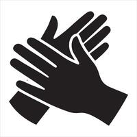 Simple black silhouette of two hands clapping together on a white background vector