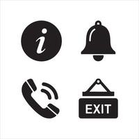 Collection of four essential black graphic symbols for information alerts communication and guidance vector