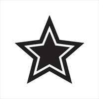 Bold black five pointed star shape with white outline on white background vector