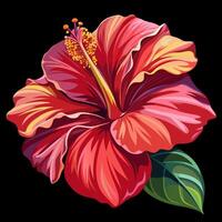 Stunning hibiscus flower with bold colors and intricate details on a black background vector