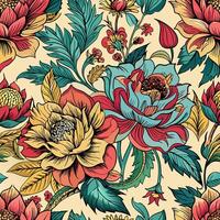 A vibrant multicolored floral arrangement with red blue and yellow hues on a creamy white background exuding a lively and cheerful atmosphere through its vivid palette vector