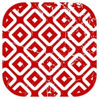 Red geometric ornamental design with distressed vintage texture featuring diamond shapes and rounded corners in bold style vector