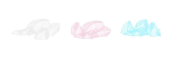 Crystals of pink Himalayan, white and blue salt are creating small mountain ranges, variety of mineral formations vector