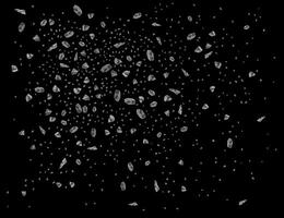 Small salt crystals bursting against a black background, creating a stunning and dynamic pattern. vector