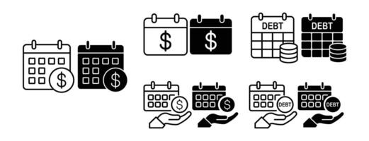 set of icons about finance, grow money, financial data, money counter, money calculator, stock rise and fall statistics data, financial question form, financial records, debt question dateillustrator vector