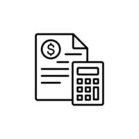 Icon depicting a financial document and calculator, symbolizing budgeting, accounting, and financial calculations. vector