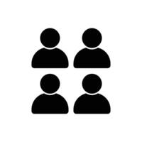 Four simple black icons, each representing a person, arranged in a 2x2 grid on a white background. vector
