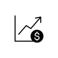 Icon depicting financial growth, showing an upward trend in a line graph alongside a dollar symbol. vector
