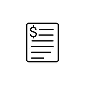 A simple line art icon depicting a financial document. Suitable for websites or apps. vector