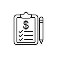 Icon depicting a checklist for financial planning. vector