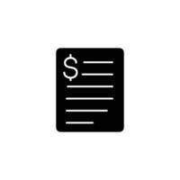 Simple black and white icon representing a financial document or invoice. vector