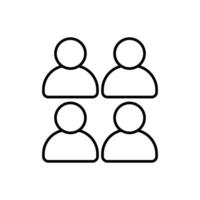 Simple icon representing a group of four people. vector