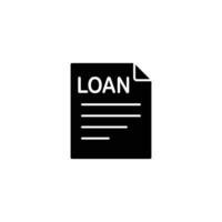 A simple black and white icon depicting a loan document. vector
