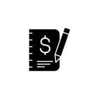 Icon depicting financial record keeping a notebook, dollar sign, and pencil. vector