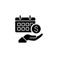 Hand receiving money from calendar. Timely payment vector