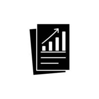 A black and white icon showing a financial report with an upward trending graph, symbolizing growth and success. vector