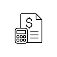 Simple icon depicting an invoice and a calculator, symbolizing financial accounting and calculations. vector