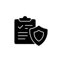 Checklist icon with shield, representing data protection and safety. vector