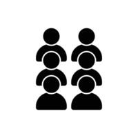 Simple icon depicting six people, symbolizing teamwork or community. vector