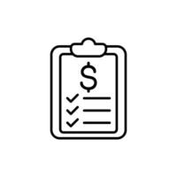 Simple icon showing a financial checklist with dollar sign and checkmarks. vector
