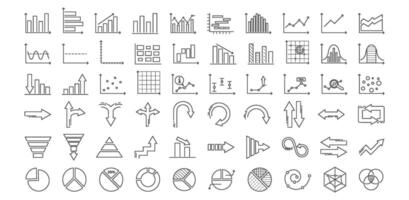 Chart icon and graph for statistic line or bar diagram with growth pie and graphic data. Use for analysis trend and pictogram by profit algorithm report. Business infographic title. . vector