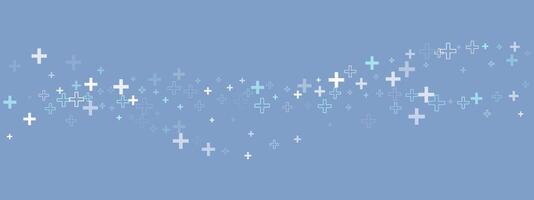 Plus or cross background pattern for a medical website or pharmacy texture with an abstract healthcare wave. Used by a hospital doctor. Graphic blue background. vector
