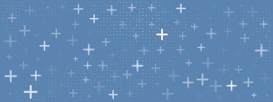 White plus signs form an abstract pattern on a medium blue background, ideal for medical health hospital design. This symbolic element provides a clean and positive tech aesthetic. vector
