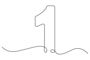 Simple and modern artwork of number 1 using continuous line illustration vector