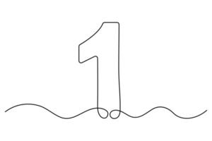 Modern continuous line drawing of number 1 in clean editable artwork vector