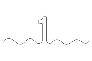 One line drawing of number 1 in minimal editable format for design and decor vector
