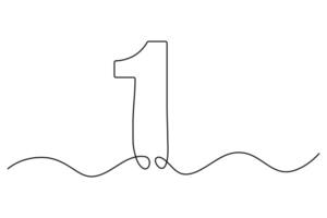 Minimalist number 1 concept illustrated in single line continuous drawing for design use vector