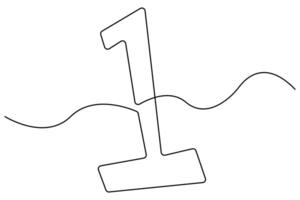 Single line drawing of number 1 in a minimalist editable style for modern design vector