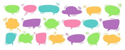 Colorful blank empty speech bubbles set. Text, chat, message box. Floating bubbles illustration vector