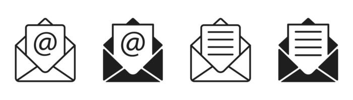 Mail or email icon set. Envelope symbol with letter sign. illustration vector