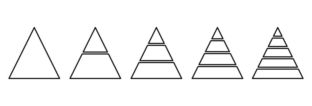niveles de triangular pirámide línea icono. maslow capa diagrama. triángulo pirámide cuadro. diseñado para negocio presentaciones, gráficos, educativo materiales vector