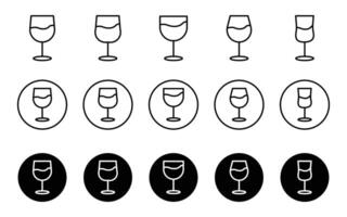 Wine Glass icon set in outline, Set of wine and champagne glass, drinks glasses . perfect for bar menus, drink designs, wine labels. vector