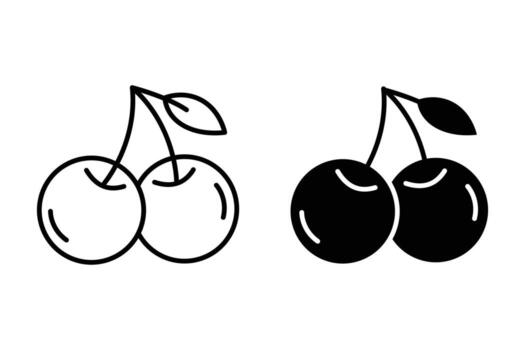 Cereza icono. Cereza signo. cerezas con hojas icono fruta. Cereza Fruta diseño aislado en blanco antecedentes. vector