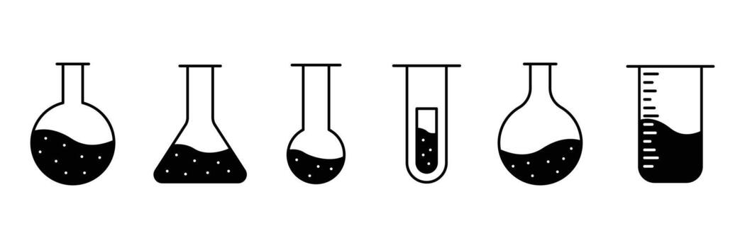 prueba tubos icono colocar, química laboratorio equipo icono. prueba tubo diferente estilo icono. vector