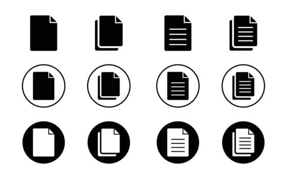 Document icon set illustration. assignment icon File symbol. contract document icon. paper sign and symbol set. illustration. vector