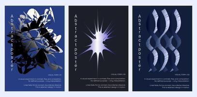 Three abstract gradient designs in minimalist style. Ideal for social media posts, cover art, and printed materials. Fully customizable digital files. vector