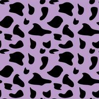 Modern cow print pattern on vibrant purple background. Bold design for fashion textiles, creative projects, and statement decor. vector